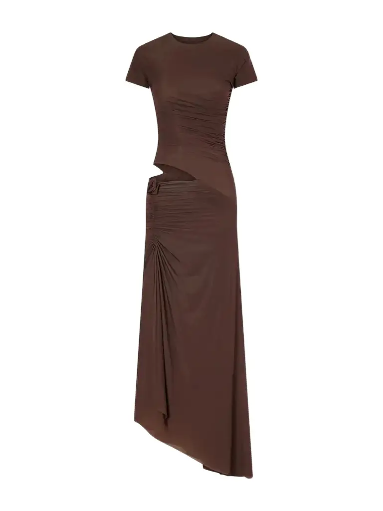 Celeste Asymmetric Ruched Cut-out Jersey Midi Dress Celeste Asymmetric Ruched Cut-out Jersey Midi Dress