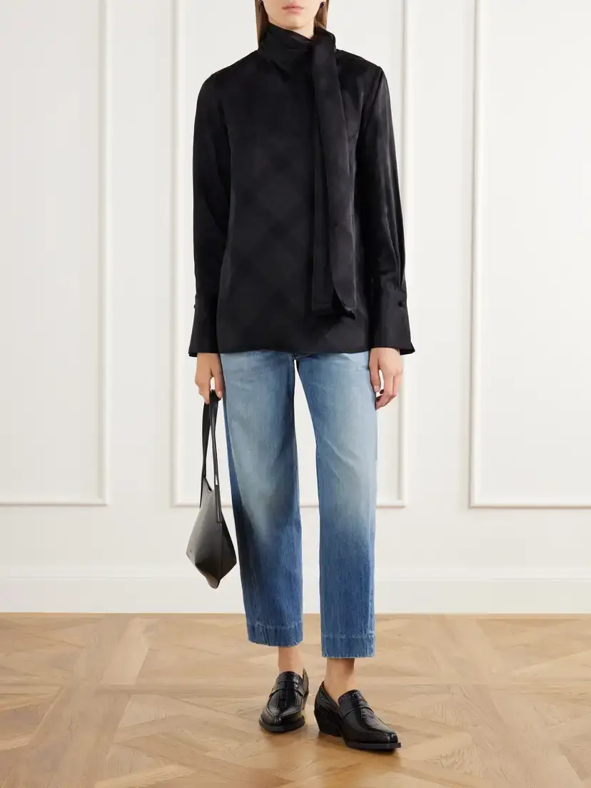 RÙADH The Luss Tie-detailed Checked Satin Blouse | Thumbnail 2 RÙADH The Luss Tie-detailed Checked Satin Blouse | Thumbnail 2