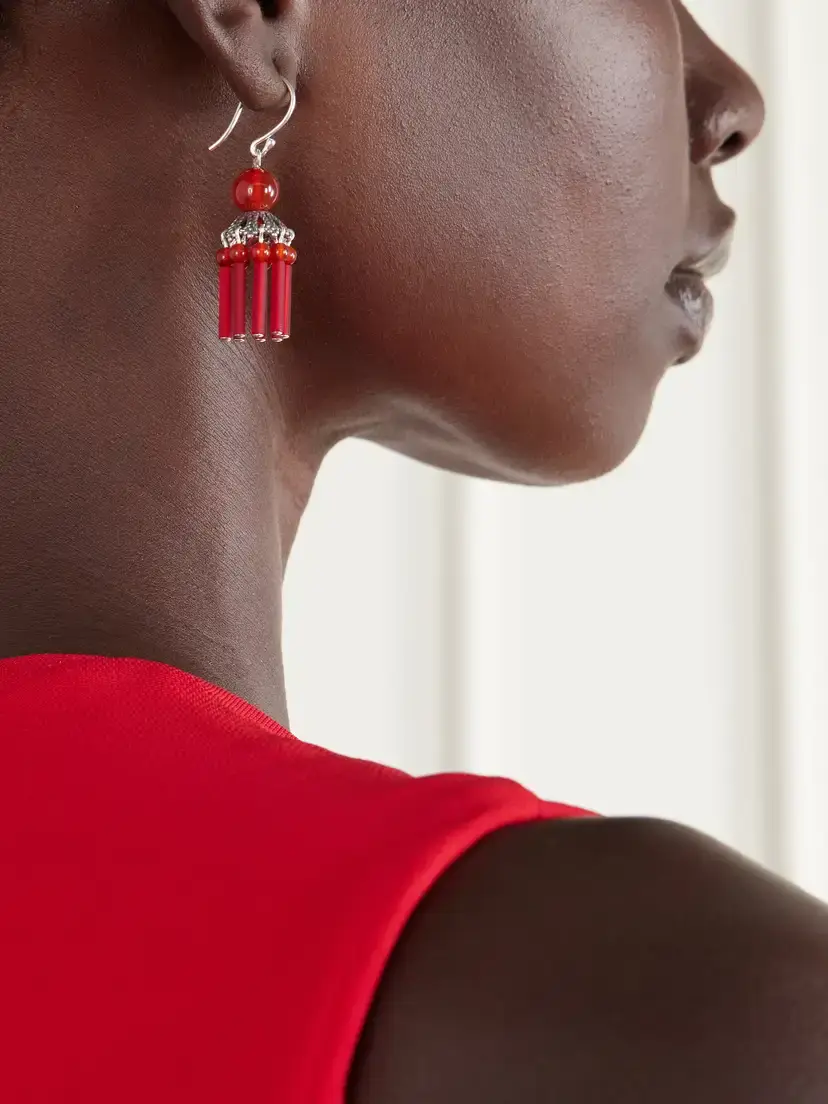 Sophie Buhai Petite Flamenco Tasseled Sterling Silver And Carnelian Earrings | Thumbnail 2 Sophie Buhai Petite Flamenco Tasseled Sterling Silver And Carnelian Earrings | Thumbnail 2