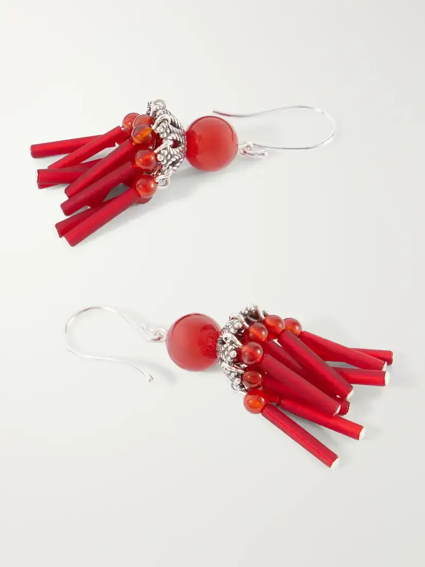 Sophie Buhai Petite Flamenco Tasseled Sterling Silver And Carnelian Earrings | Thumbnail 3 Sophie Buhai Petite Flamenco Tasseled Sterling Silver And Carnelian Earrings | Thumbnail 3