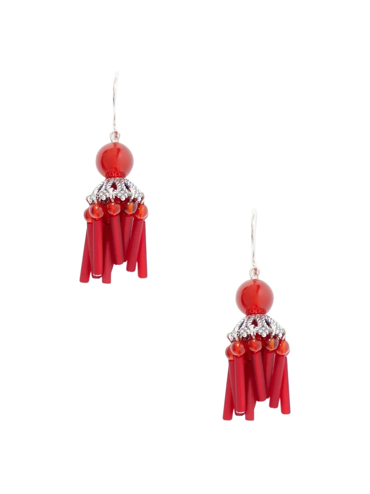Sophie Buhai Petite Flamenco Tasseled Sterling Silver And Carnelian Earrings - Red