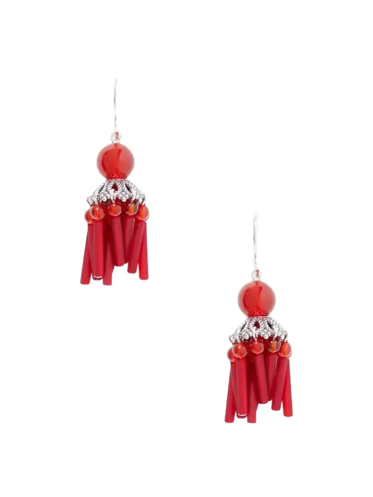 Sophie Buhai Petite Flamenco Tasseled Sterling Silver And Carnelian Earrings