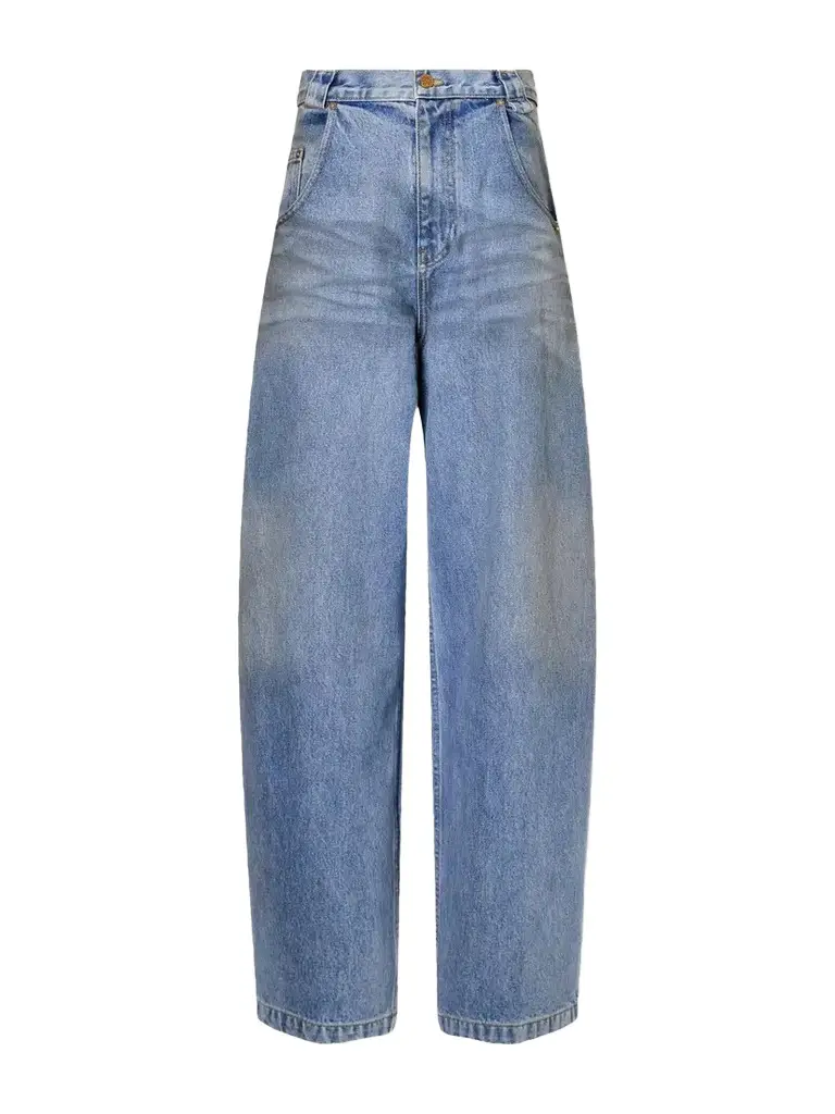 Willy Chavarria Bad Girl Distressed High-rise Barrel-leg Jeans