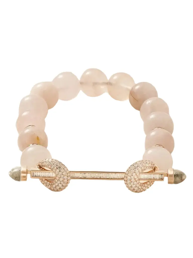 Ananya Jumbo 18-karat Rose Gold Diamond Opal And Quartz Bracelet