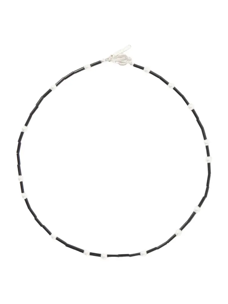 Night Sky Sterling Silver, Pearl And Onyx Beaded Necklace