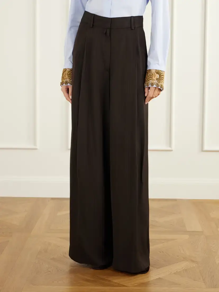 Dries Van Noten Pinstriped Crepe Wide-leg Pants | Thumbnail 3 Dries Van Noten Pinstriped Crepe Wide-leg Pants | Thumbnail 3