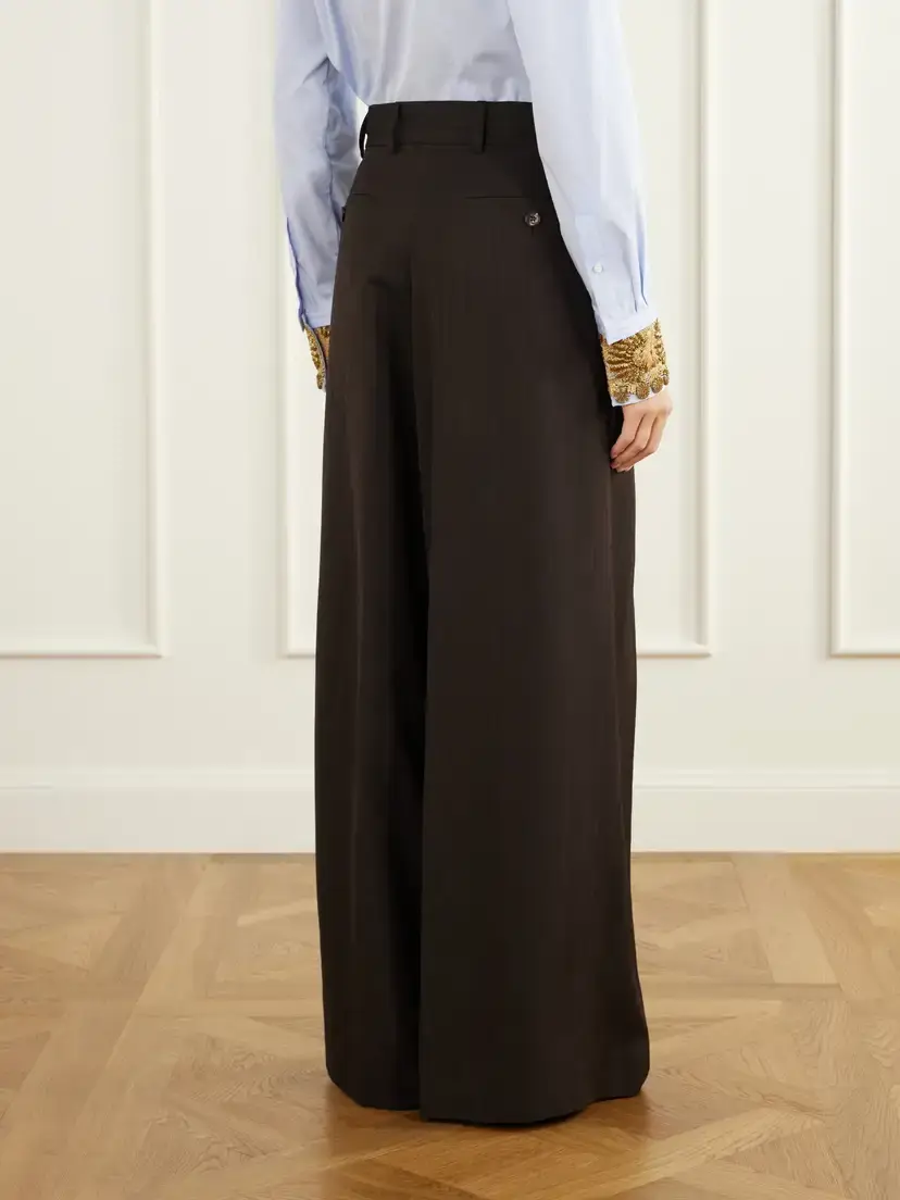 Dries Van Noten Pinstriped Crepe Wide-leg Pants | Thumbnail 4 Dries Van Noten Pinstriped Crepe Wide-leg Pants | Thumbnail 4