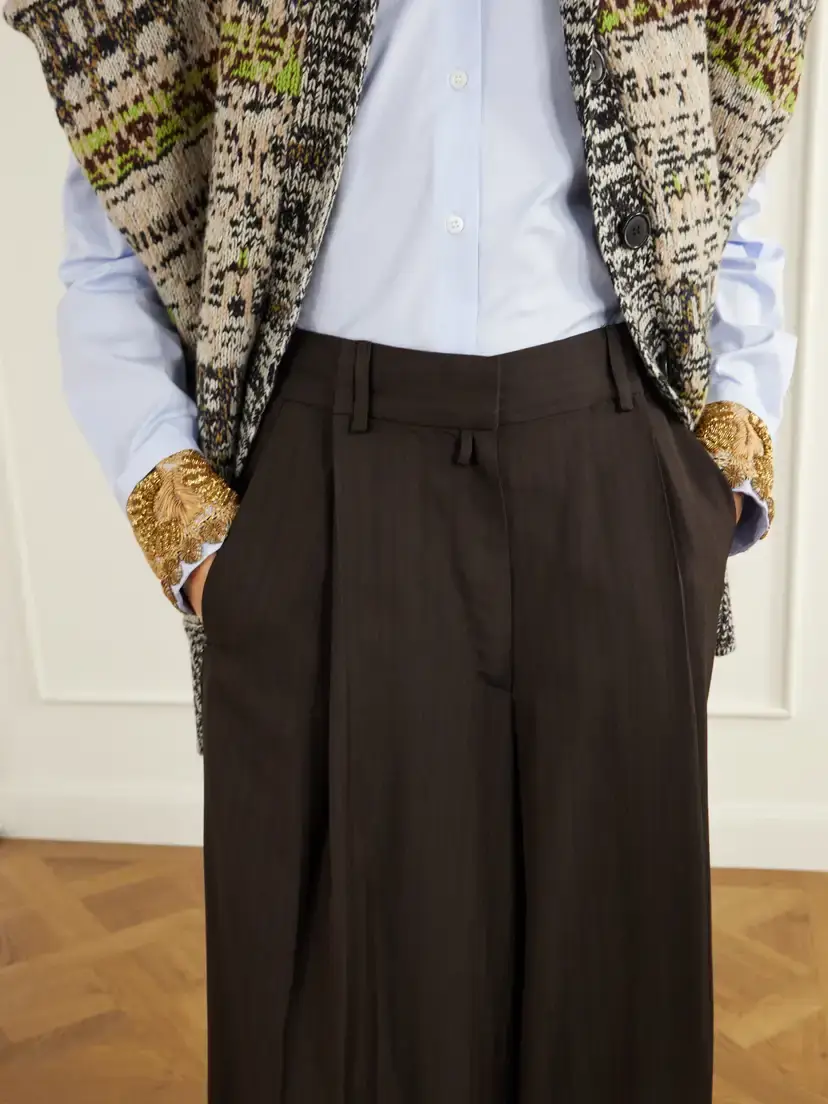 Dries Van Noten Pinstriped Crepe Wide-leg Pants | Thumbnail 5 Dries Van Noten Pinstriped Crepe Wide-leg Pants | Thumbnail 5
