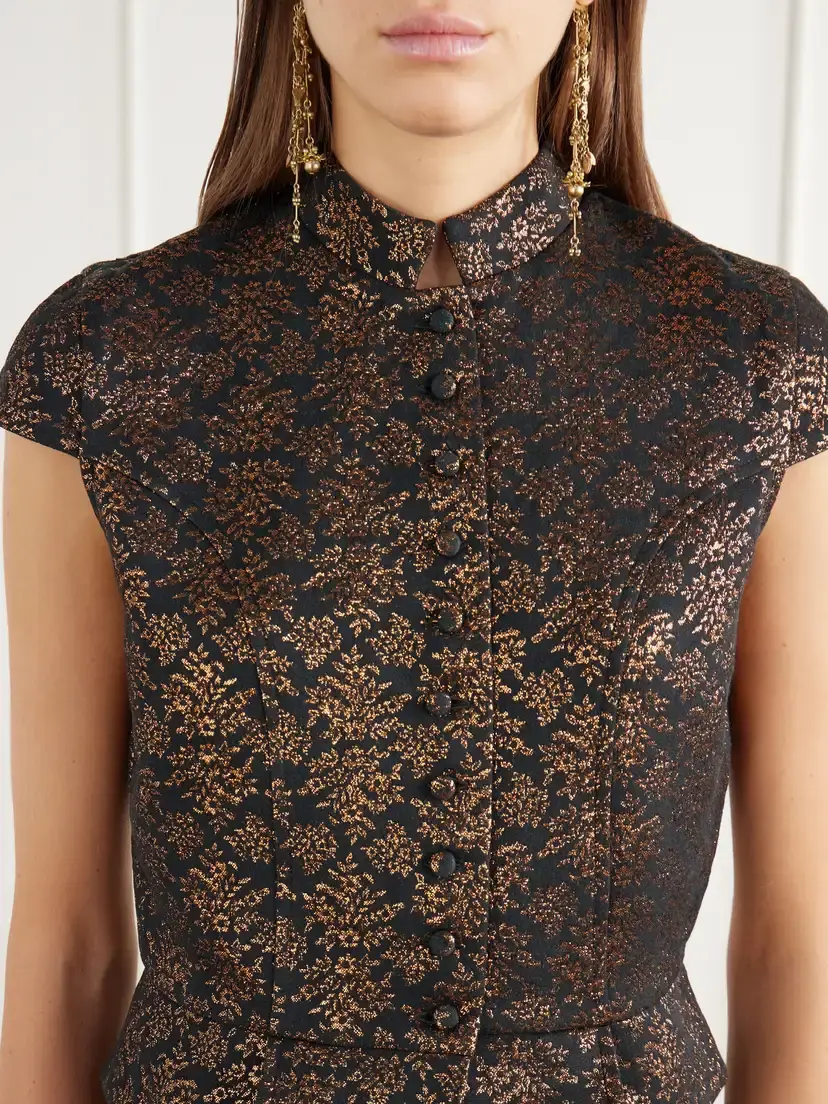 DESTREE Amoako Peplum Floral-jacquard Brocade Blouse | Thumbnail 4 DESTREE Amoako Peplum Floral-jacquard Brocade Blouse | Thumbnail 4