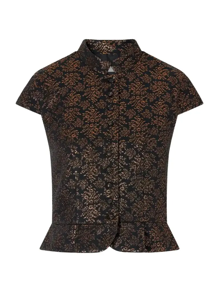 DESTREE Amoako Peplum Floral-jacquard Brocade Blouse