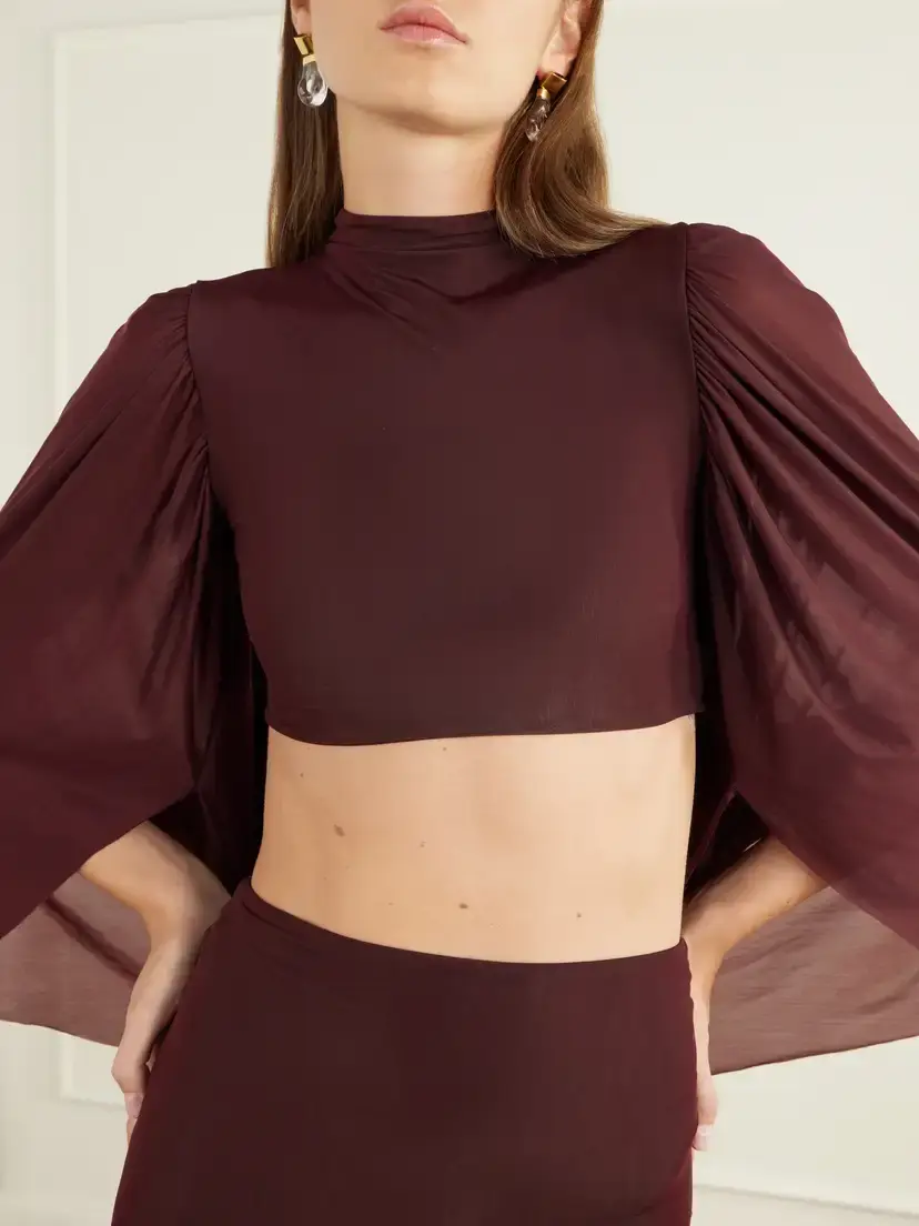 Maygel Coronel Apertura Cape-effect Chiffon-trimmed Jersey Top And Skirt Set | Thumbnail 4