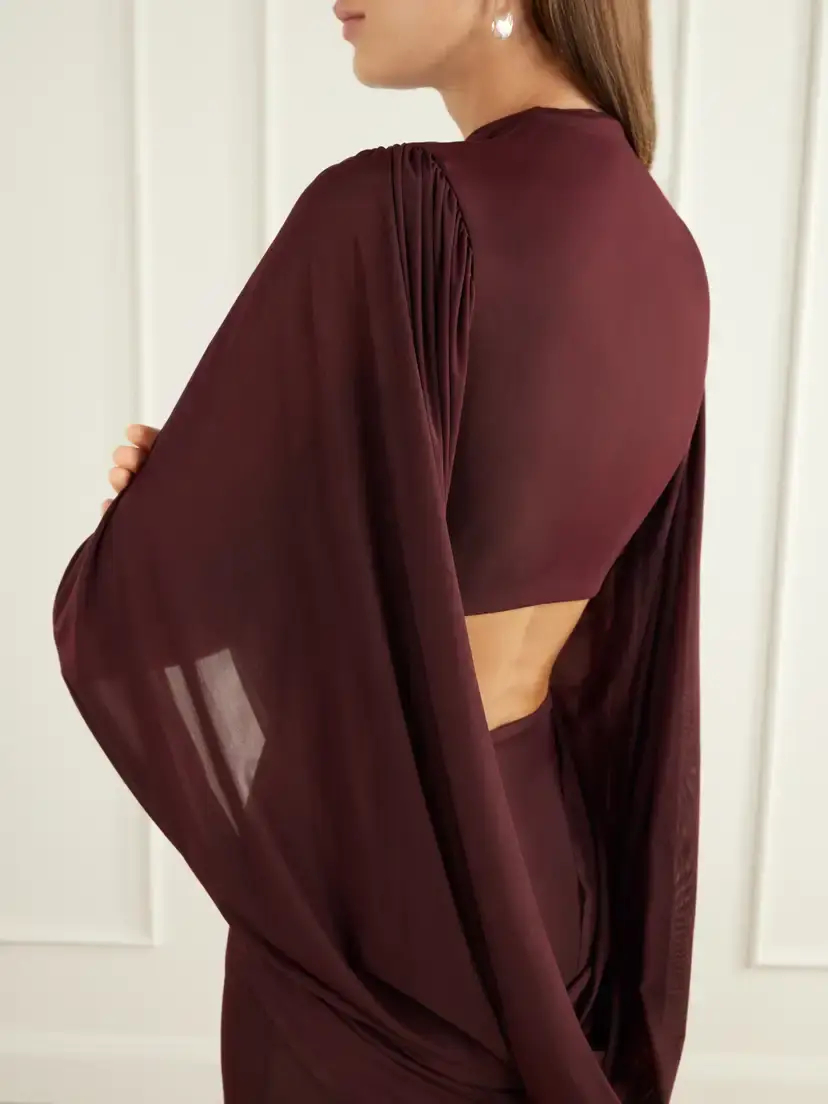 Maygel Coronel Apertura Cape-effect Chiffon-trimmed Jersey Top And Skirt Set | Thumbnail 5