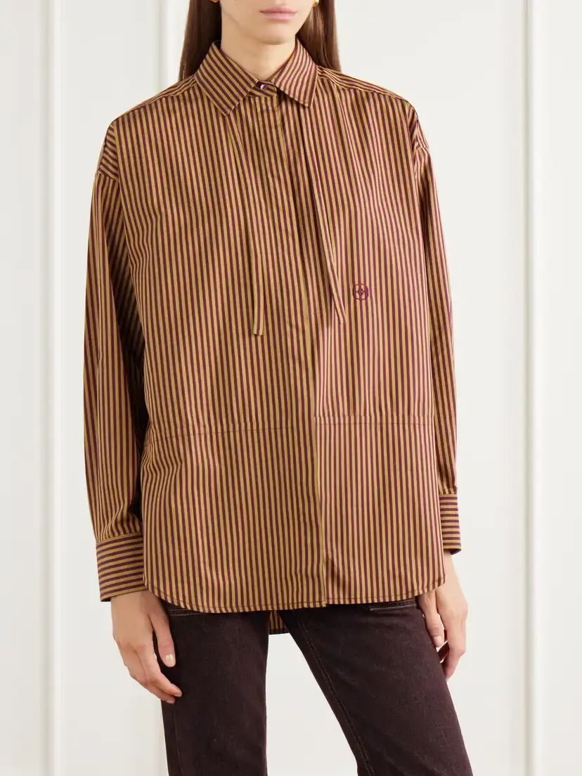 RÙADH Dune Tie-detail Logo-embroidered Striped Cotton-poplin Shirt | Thumbnail 3 RÙADH Dune Tie-detail Logo-embroidered Striped Cotton-poplin Shirt | Thumbnail 3