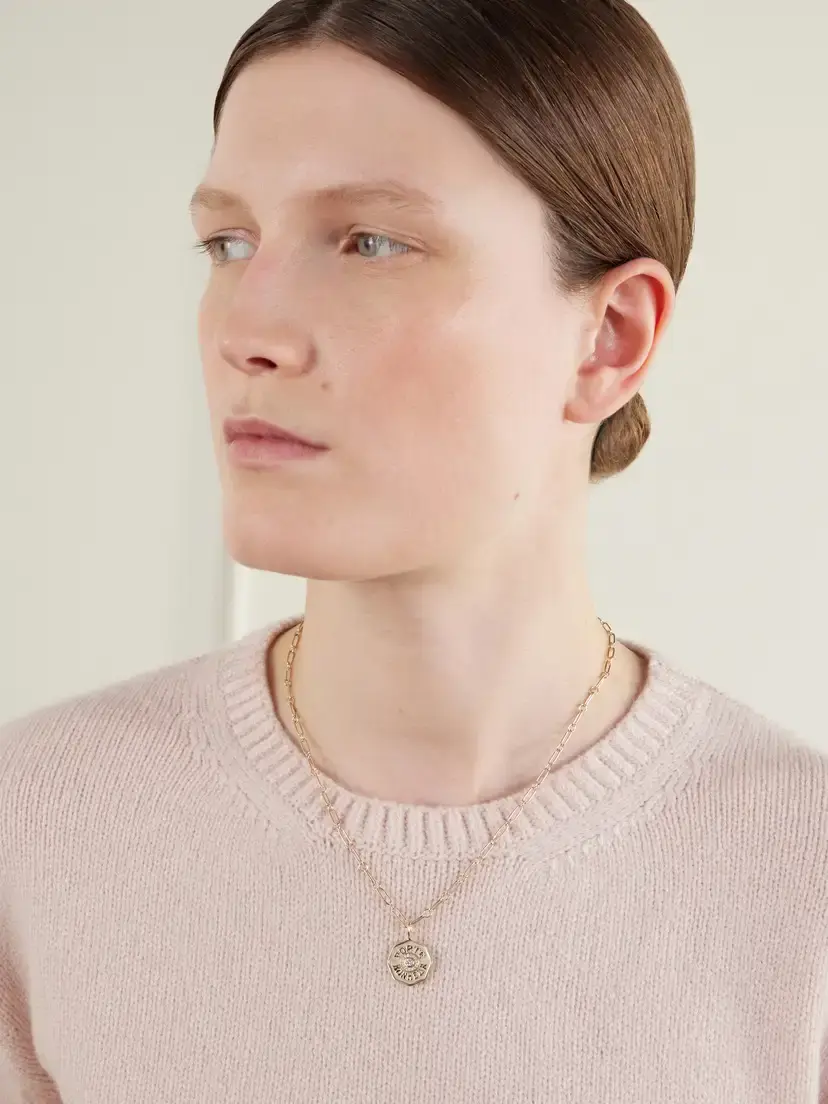 Marlo Laz Pb Charm Mini 14-karat Gold Diamond Necklace | Thumbnail 2 Marlo Laz Pb Charm Mini 14-karat Gold Diamond Necklace | Thumbnail 2