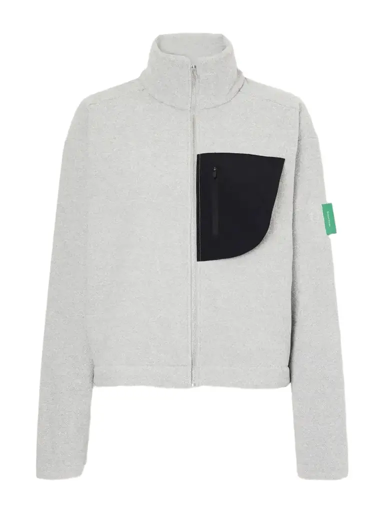 District Vision Cropped Logo-appliquéd Shell-trimmed Recycled Fleece Jacket