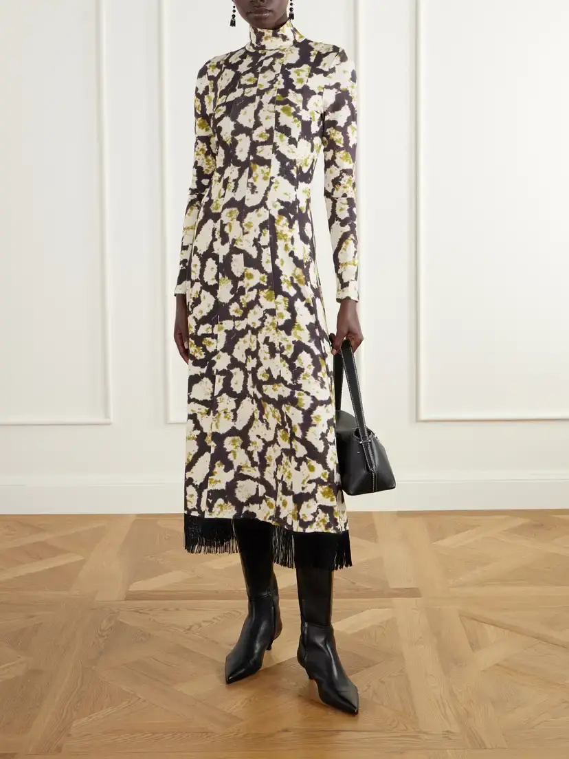 Cara Cara Troy Floral-print Fringe-trimmed Cotton-blend Jersey Midi Dress | Thumbnail 2 Cara Cara Troy Floral-print Fringe-trimmed Cotton-blend Jersey Midi Dress | Thumbnail 2