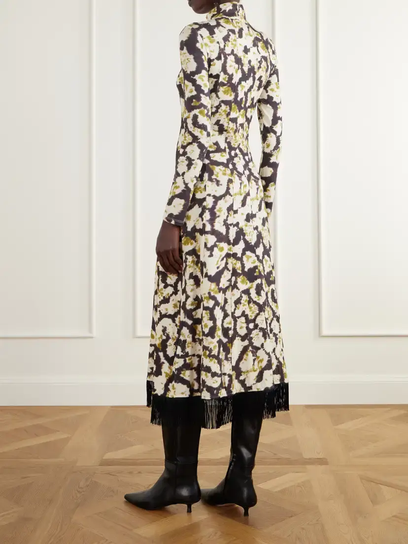 Cara Cara Troy Floral-print Fringe-trimmed Cotton-blend Jersey Midi Dress | Thumbnail 3 Cara Cara Troy Floral-print Fringe-trimmed Cotton-blend Jersey Midi Dress | Thumbnail 3