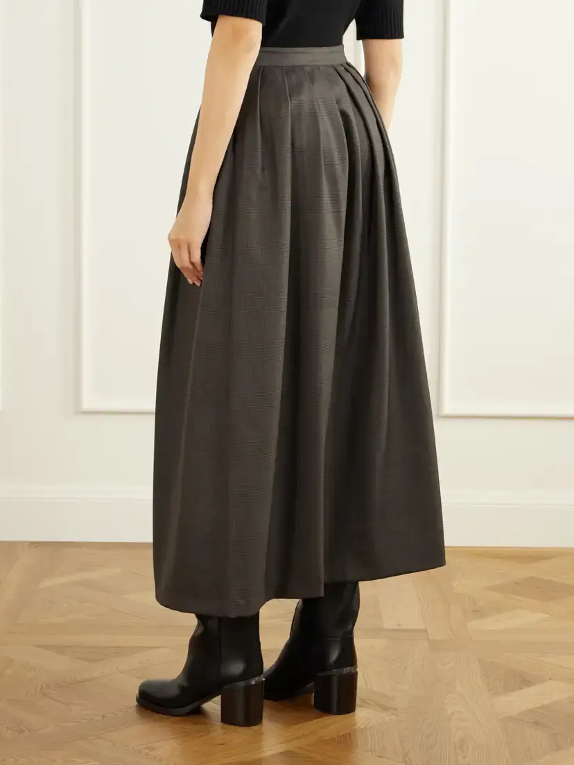 Giuliva Heritage Pleated Prince Of Wales Checked Herringbone Wool Midi Skirt | Thumbnail 4 Giuliva Heritage Pleated Prince Of Wales Checked Herringbone Wool Midi Skirt | Thumbnail 4