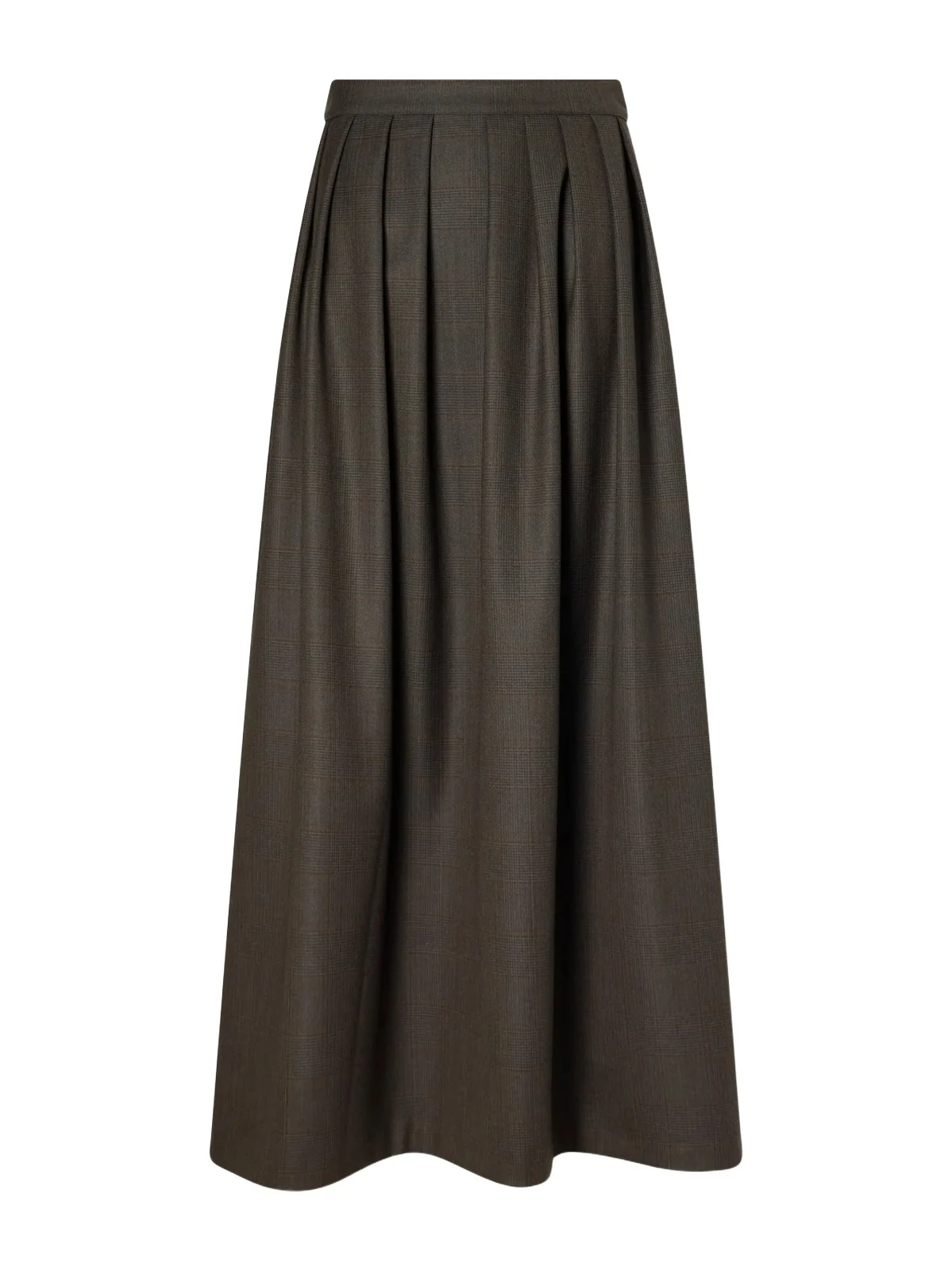 Giuliva Heritage Pleated Prince Of Wales Checked Herringbone Wool Midi Skirt
