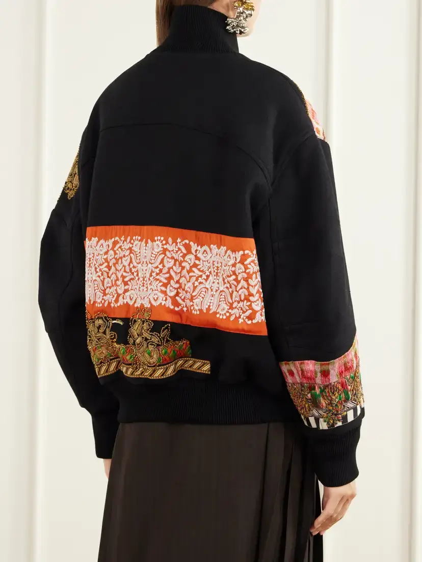Dries Van Noten Embroidered-embellished Rib-trimmed Wool-blend Twill Bomber Jacket | Thumbnail 4