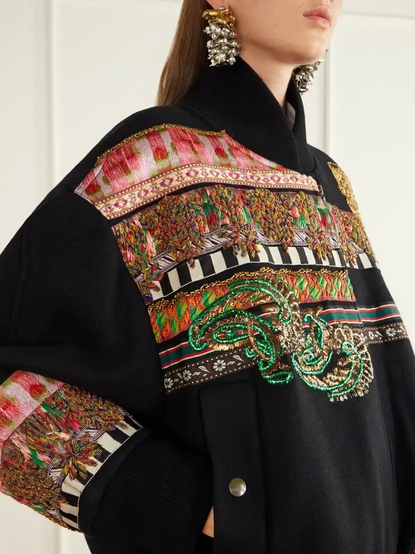 Dries Van Noten Embroidered-embellished Rib-trimmed Wool-blend Twill Bomber Jacket | Thumbnail 5