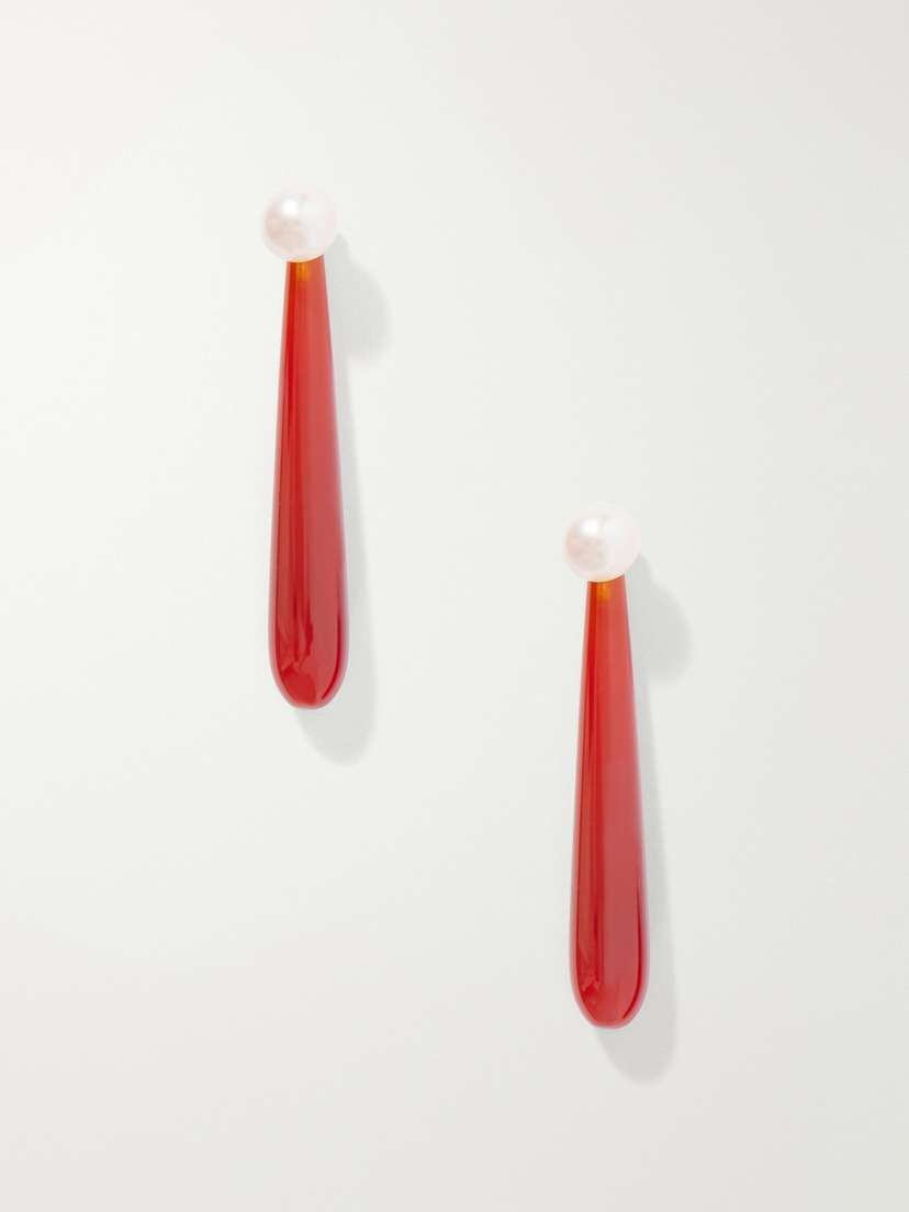 Sophie Buhai Angelyne Medium Sterling Silver, Carnelian And Pearl Earrings