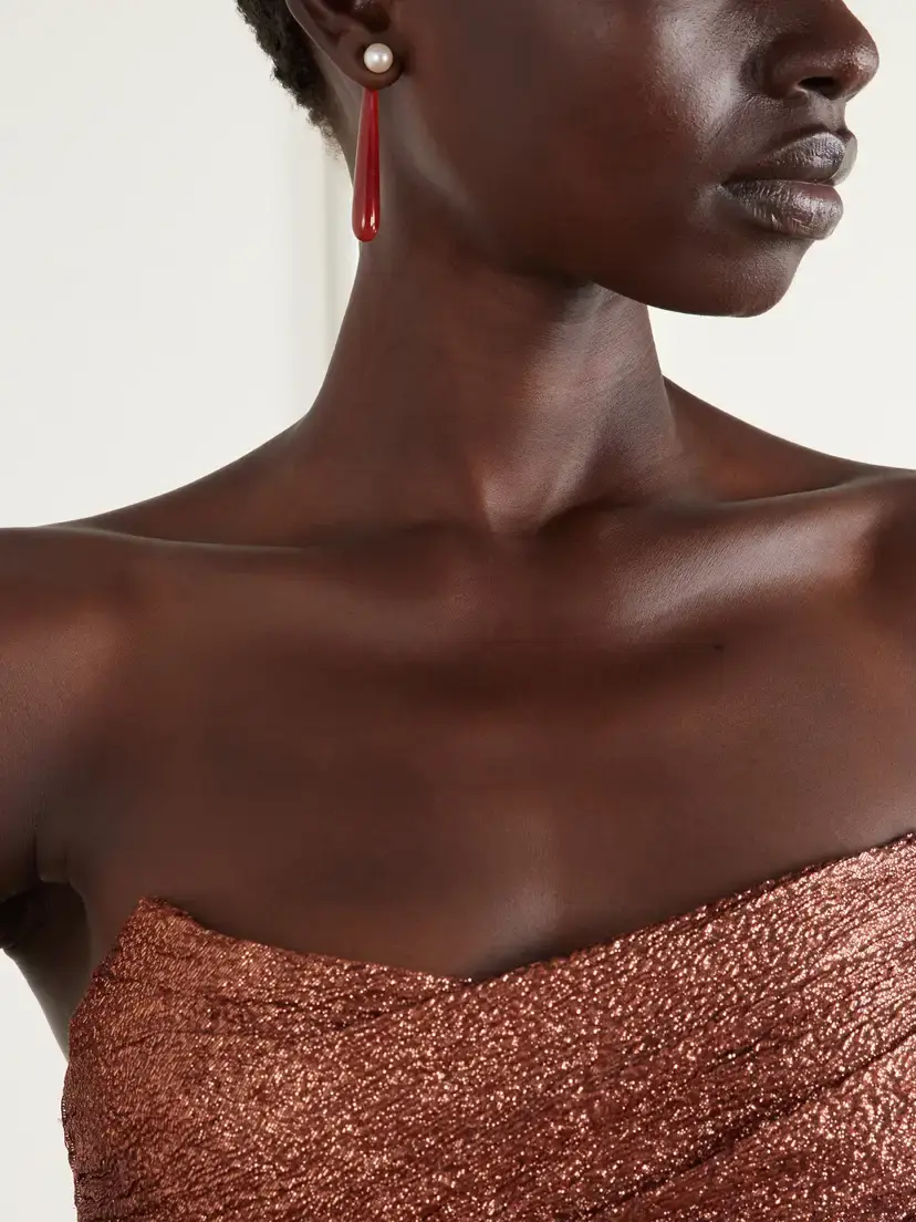 Sophie Buhai Angelyne Medium Sterling Silver, Carnelian And Pearl Earrings | Thumbnail 2 Sophie Buhai Angelyne Medium Sterling Silver, Carnelian And Pearl Earrings | Thumbnail 2