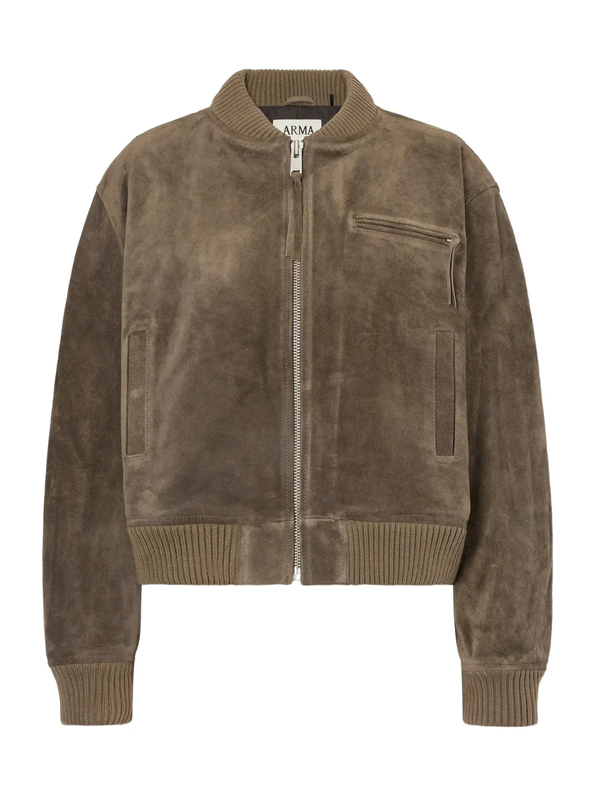 ARMA Elysia Rib-trimmed Suede Bomber Jacket