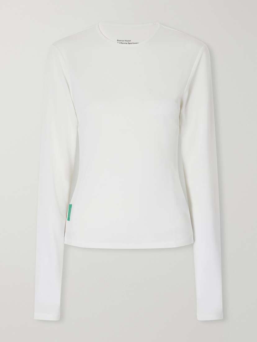 Logo-appliquéd Paneled Recycled Mesh T-shirt Logo-appliquéd Paneled Recycled Mesh T-shirt