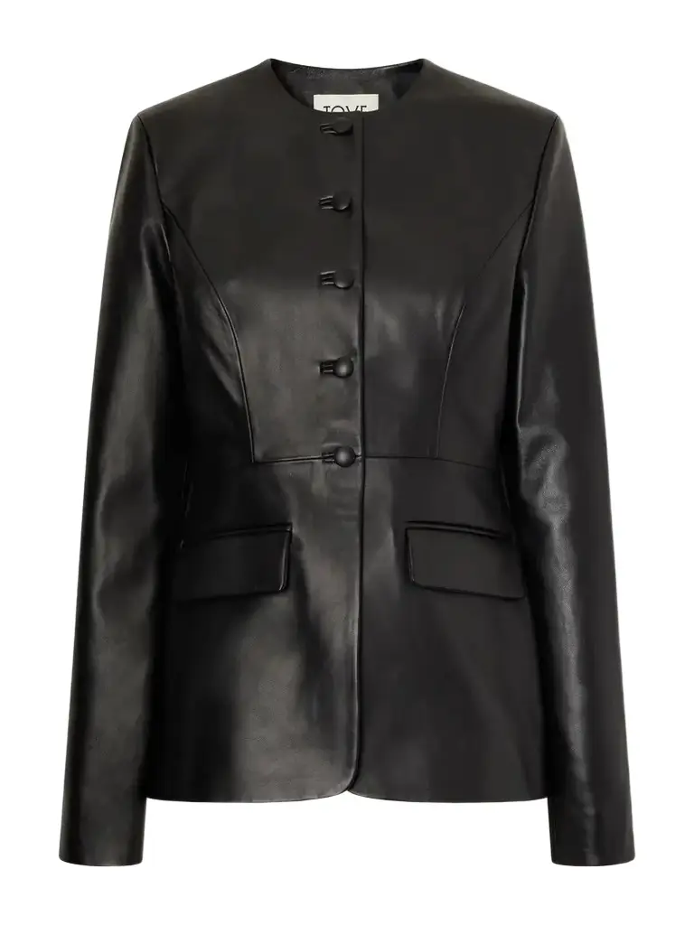 Tove Jed Darted Paneled Leather Jacket
