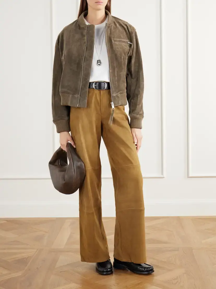 ARMA Marina Paneled Stretch Suede Wide-leg Pants | Thumbnail 2 ARMA Marina Paneled Stretch Suede Wide-leg Pants | Thumbnail 2