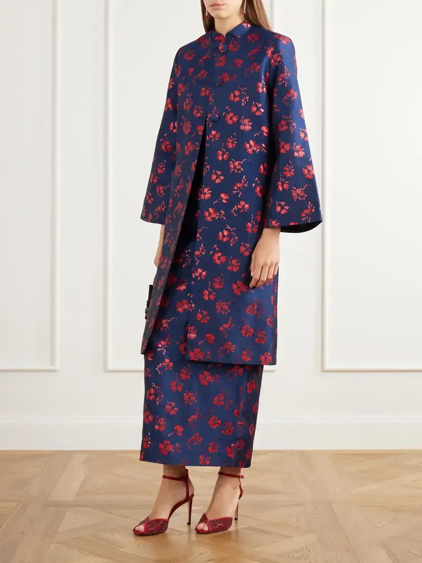DESTREE Ruby Floral-jacquard Taffeta Coat | Thumbnail 2