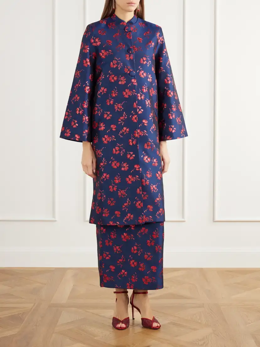 DESTREE Ruby Floral-jacquard Taffeta Coat | Thumbnail 3