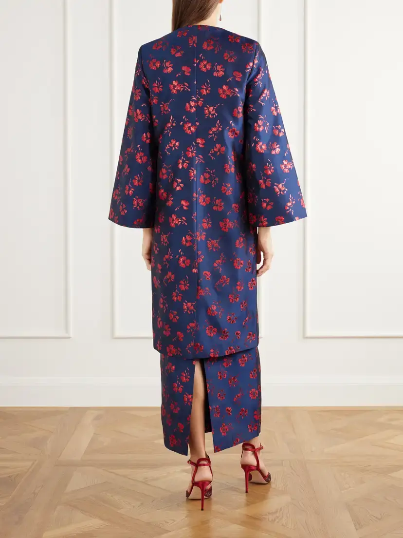 DESTREE Ruby Floral-jacquard Taffeta Coat | Thumbnail 4