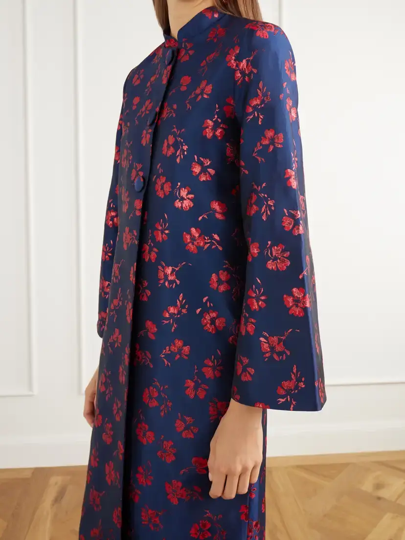 DESTREE Ruby Floral-jacquard Taffeta Coat | Thumbnail 5