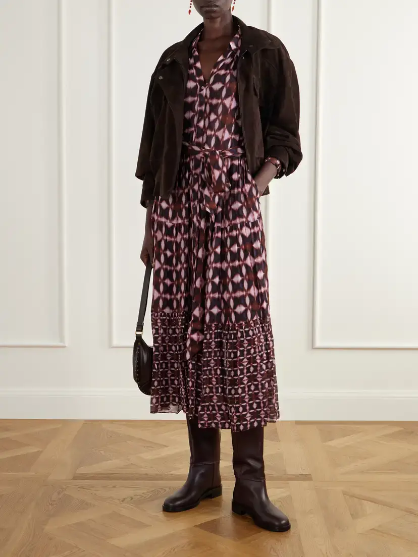 Cara Cara Barbara Belted Printed Crepe De Chine Midi Dress | Thumbnail 2 Cara Cara Barbara Belted Printed Crepe De Chine Midi Dress | Thumbnail 2