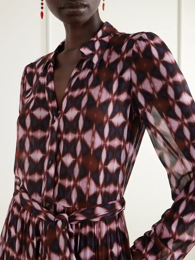 Cara Cara Barbara Belted Printed Crepe De Chine Midi Dress | Thumbnail 5 Cara Cara Barbara Belted Printed Crepe De Chine Midi Dress | Thumbnail 5
