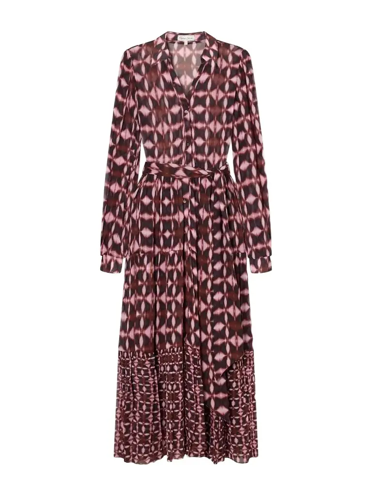 Barbara Belted Printed Crepe De Chine Midi Dress