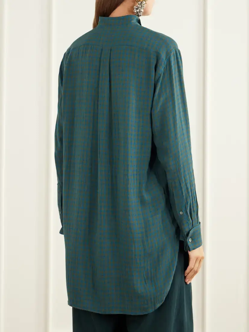 Dries Van Noten Paneled Checked Crepe Shirt | Thumbnail 4 Dries Van Noten Paneled Checked Crepe Shirt | Thumbnail 4