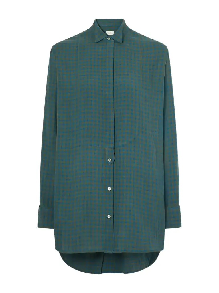 Paneled Checked Crepe Shirt Paneled Checked Crepe Shirt