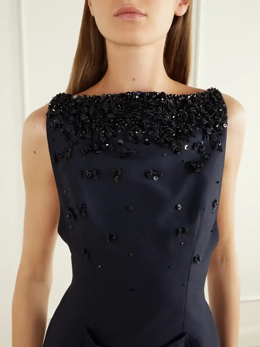 SHUSHU/TONG Embellished Ruffled Crepe Midi Dress | Thumbnail 4 SHUSHU/TONG Embellished Ruffled Crepe Midi Dress | Thumbnail 4