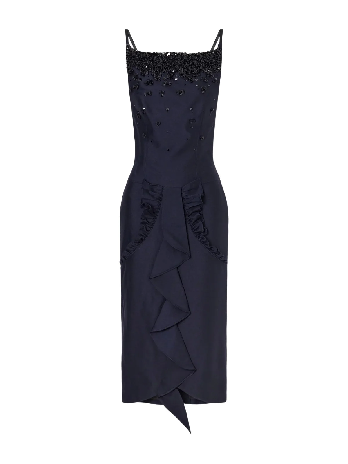 Embellished Ruffled Crepe Midi Dress Embellished Ruffled Crepe Midi Dress