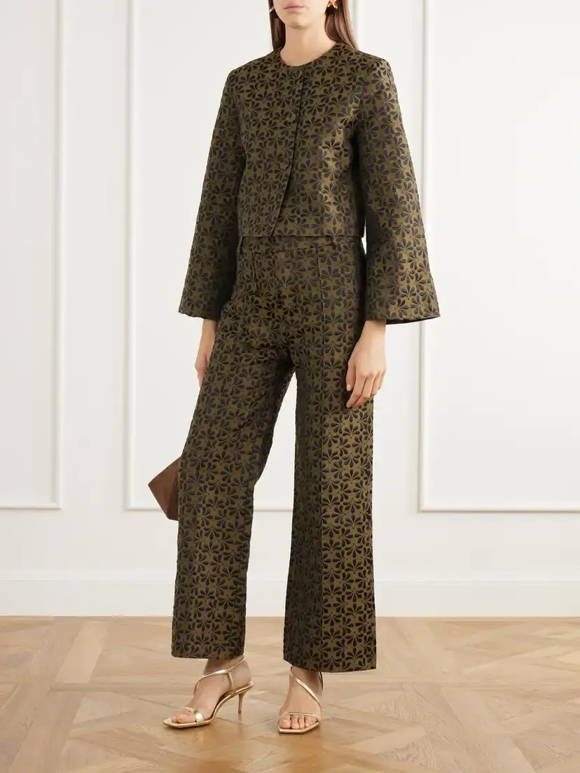 DESTREE Ruby Cropped Floral-jacquard Cotton-blend Twill Jacket | Thumbnail 2
