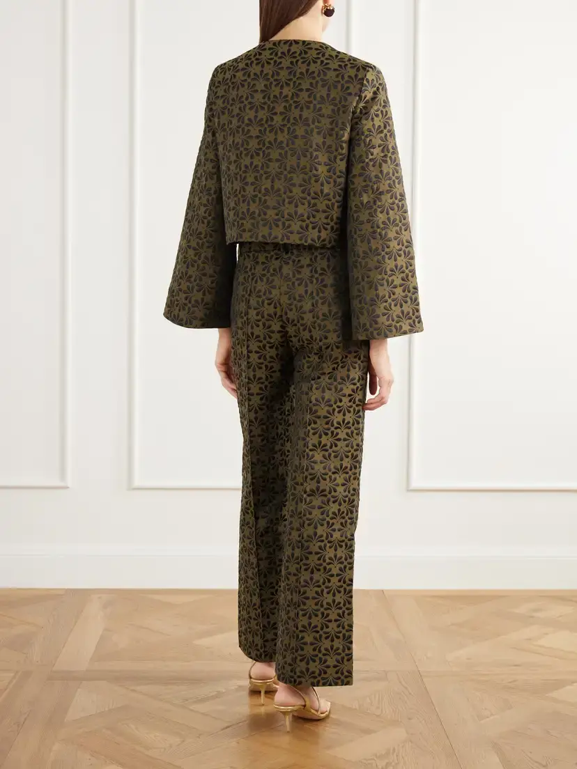DESTREE Ruby Cropped Floral-jacquard Cotton-blend Twill Jacket | Thumbnail 3