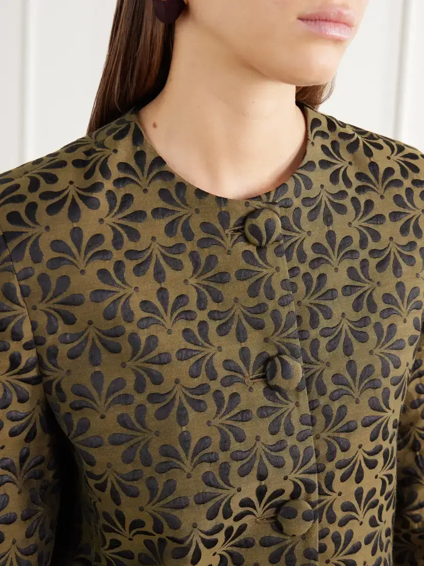 DESTREE Ruby Cropped Floral-jacquard Cotton-blend Twill Jacket | Thumbnail 4