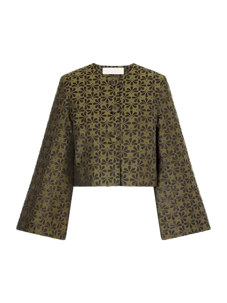 Ruby Cropped Floral-jacquard Cotton-blend Twill Jacket Ruby Cropped Floral-jacquard Cotton-blend Twill Jacket