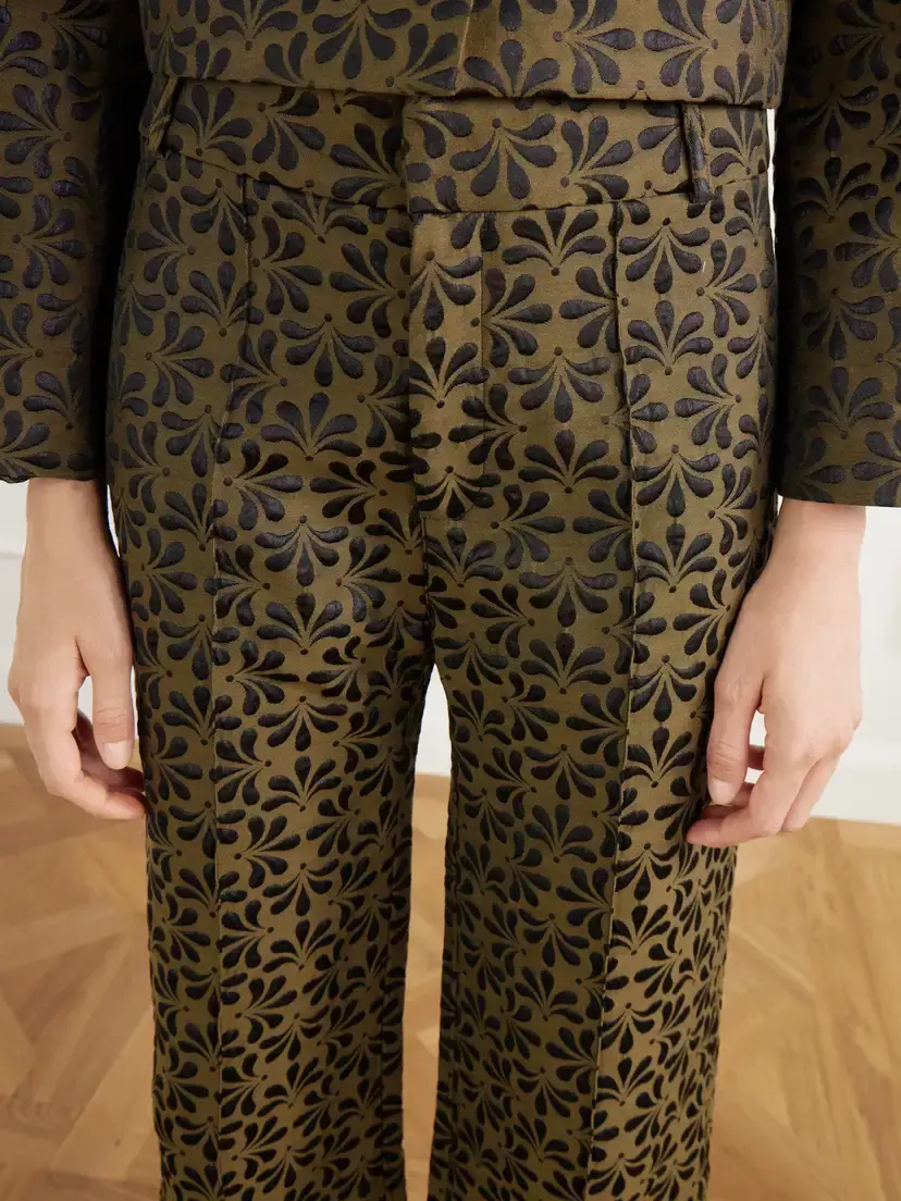 DESTREE Yoshitomo Pintucked Floral-jacquard Wide-leg Pants | Thumbnail 4 DESTREE Yoshitomo Pintucked Floral-jacquard Wide-leg Pants | Thumbnail 4