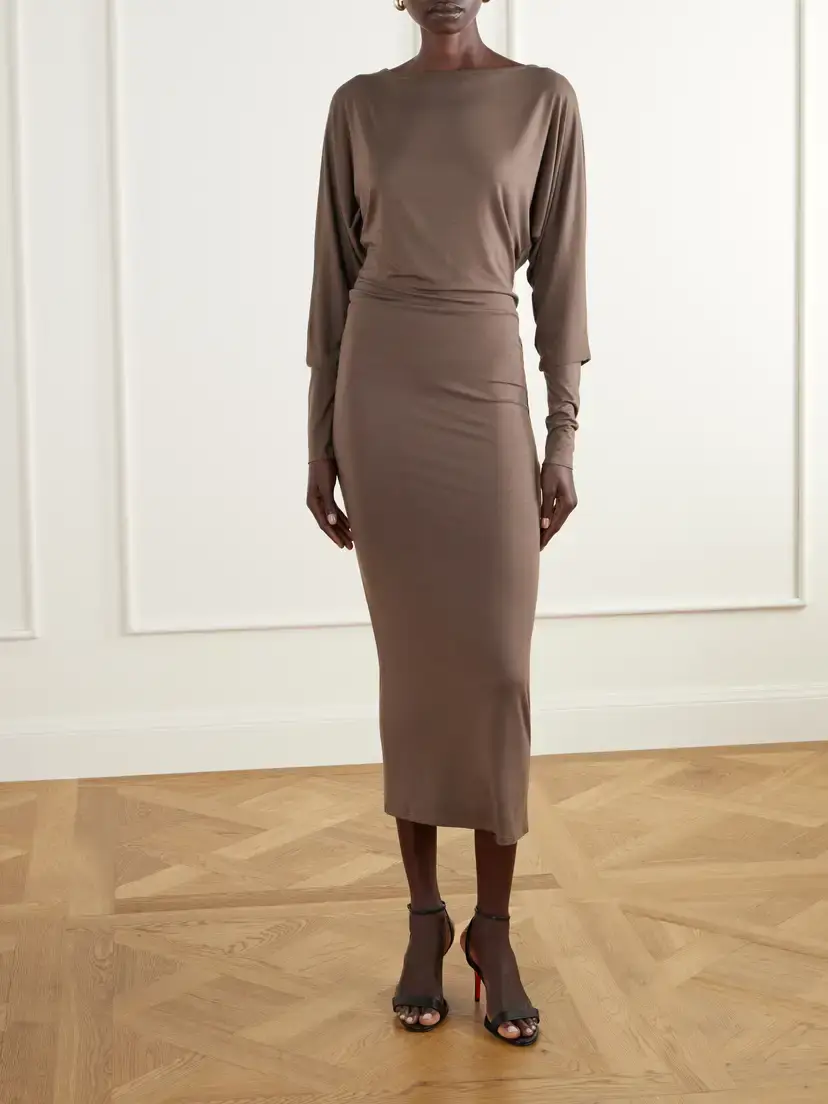 ÉTERNE Aspen Stretch-modal Jersey Midi Dress | Thumbnail 3 ÉTERNE Aspen Stretch-modal Jersey Midi Dress | Thumbnail 3