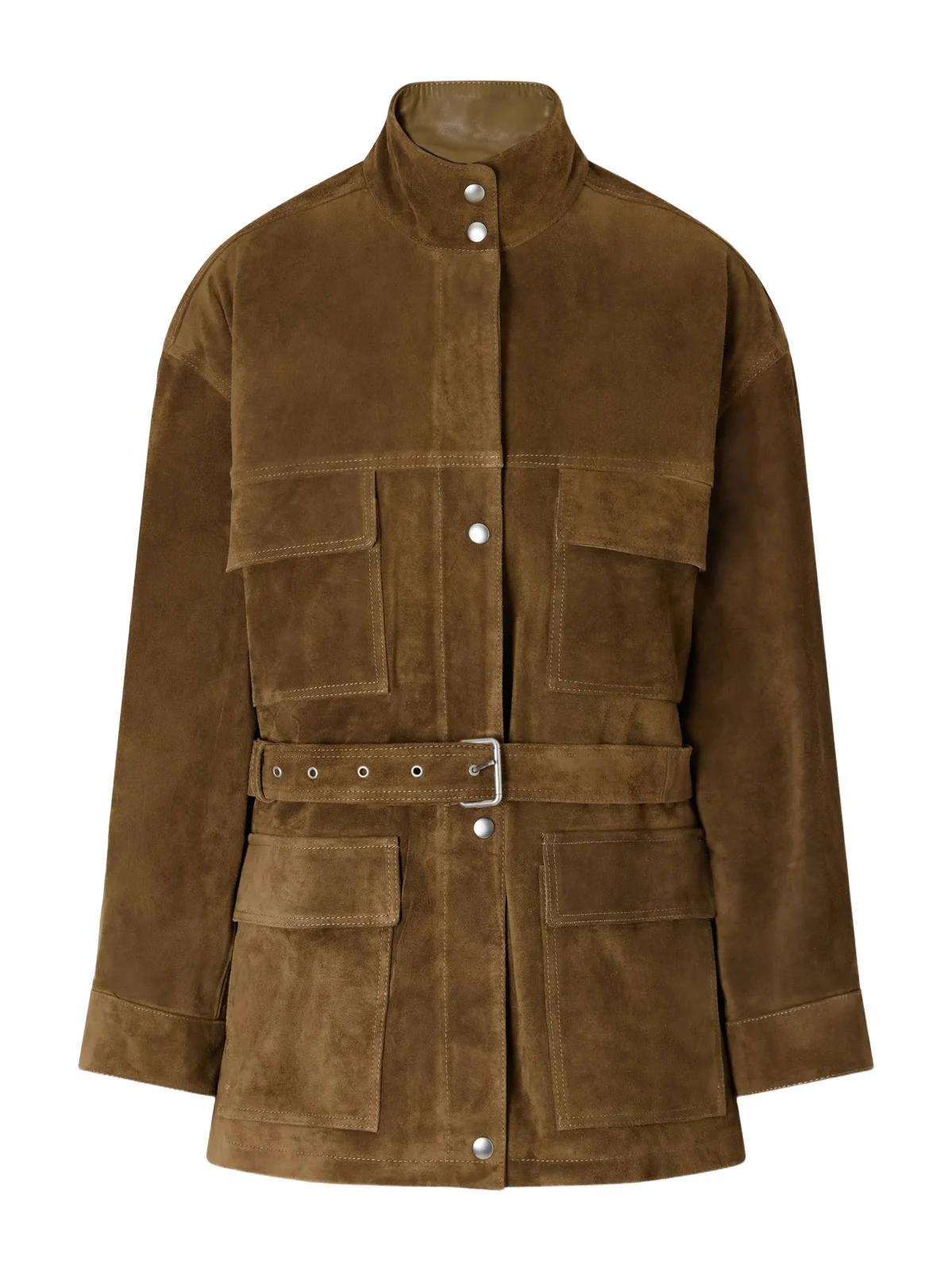 ARMA Delore Belted Paneled Suede Jacket