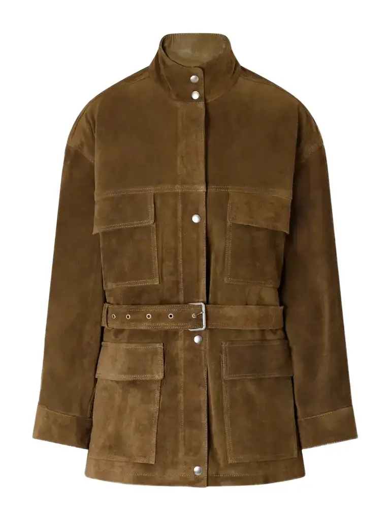 ARMA Delore Belted Paneled Suede Jacket